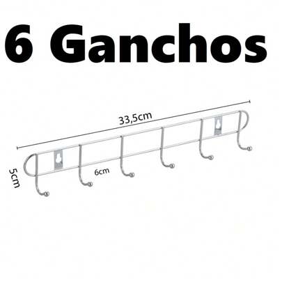Cabideiro De Parede Suporte Aço Inox Cabide Com 6 Ganchos Multiuso