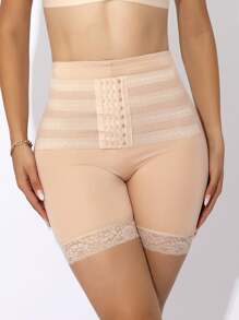 女士无缝蕾丝拼接提臀塑身内裤，可调节腰带，适合产后腹部，内裤