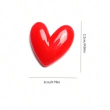 Cute 2pcs Women's Red Heart Shaped Plastic Brooch Pin For Clothes, Shoes, Bags Accessories Valentine's Day