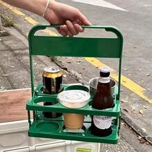 1 pezzo Cestino portatile vintage per 2/4/6 bottiglie di birra, rastrelliera per vino pieghevole, portabottiglie di birra, secchio portabottiglie di birra, cestino portatile per caffè, latte e tè, per uso quotidiano e forniture per feste, articolo essenziale per festival di birra