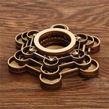 1入組實木底座水晶工藝品玻璃裝飾底座手工莲花造型冥想水晶球底座木質裝飾品