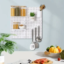 1pc Pegboard With Hooks And Accessories, Wall-Mounted Storage Shelf For Bedroom, Bathroom, Study Room - View 4