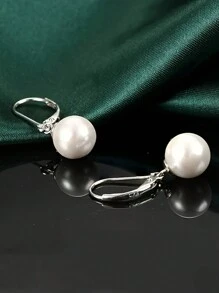 1 Pair 925 Sterling Silver White Pearl Earrings, MOP Silver Earrings, Simple & Elegant Pearl Bridal Earrings