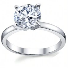 Women's 2Ct. Solitaire Round Brilliant Cubic Zirconia Sterling Silver 925 Wedding Engagement Ring - 銀色 - 查看 4