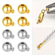 10pcs/20pcs/50pcs Round Crimp Beads,Stopper Beads Bead Caps For Jewelry Making, Spacer Beads Metal Bead Stopper Crimp Charms For Bracelet Necklace Ends Accessories