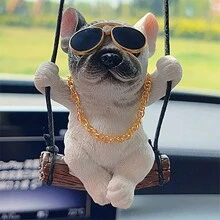 1 chiếc gương chiếu hậu ABS hình chú chó dễ thương, phụ kiện thú cưng đáng yêu cho xe hơi, mặt dây chuyền trang trí xe hơi, phụ kiện trang trí nội thất xe hơi - mặt dây chuyền gương chiếu hậu bulldog - Xem 9