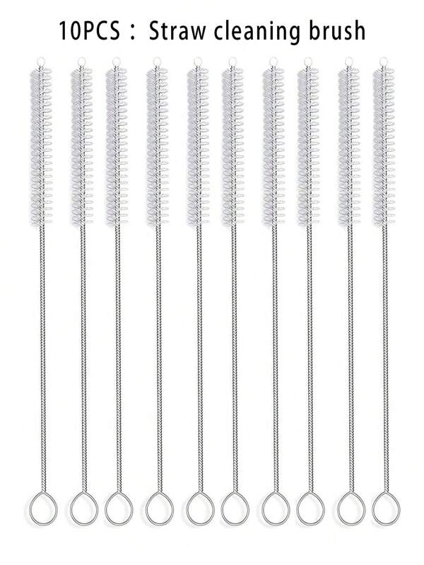 1/5/10pcs Reusable Stainless Steel Straw Cleaning Brush, Beverage Straw Cleaner, Multipurpose Cleaning Brush For Home Kitchen Use