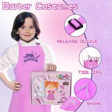Gifts2U Hair Salon Toys For Girls, 26 Pcs Realistic Girl Beauty Salon Playset Hair Styling Set With Blow Dryer, Barber Costume Apron, Scissors And Stylist Accessories. - Purple - View 4