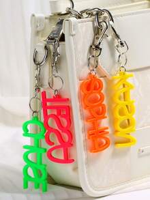 個性化多色壓克力鑰匙扣，自訂名字不銹鋼背包3D名牌鑰匙扣禮物 - 5mm亞克力板 - 查看 5