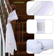 2 piezas de lazos decorativos para sillas de boda, 63 pulgadas de largo; lazo de tul con falda de ballet blanca para decoración de sillas de bodas, regalo perfecto para novias - Blanco - Ver 5