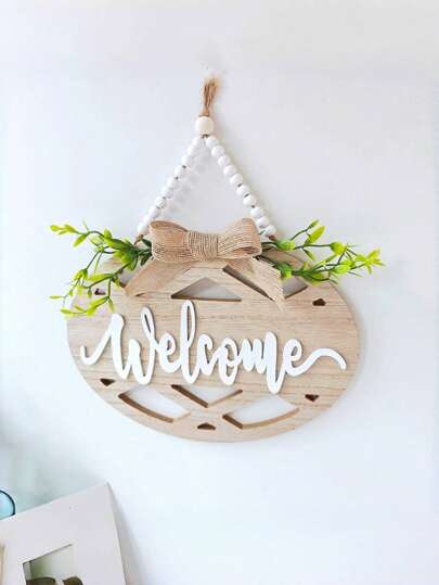 1pc Wooden Welcome Sign Hanging Decor, Welcome Design Wall Decor, Home Decor For Room, Bedroom, Living Room, Back To School Season Decoration, Holiday Gift, Farmhouse Style
