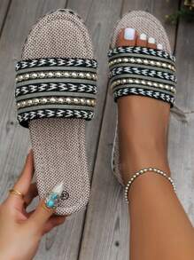 Women's Plus Size Fashionable Wedge Heel Thick Bottom Slides, Casual & Sporty Vacation Shoes - Multicolor - View 4