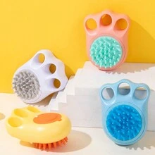 1入軟硅膠狗用洗髮水刷寵物貓按摩浴梳浴室小狗洗澡按摩劑擠壓式修飾淋浴刷
