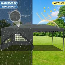 Gazebo 3x6 With Side Walls, Folding Pavilion 3x6 Waterproof, Stable, Winterproof With Bag With Wheels, 4 Sandbags, Easy To Set Up Folding Tent For Outdoor Party, Garden, Event - 灰色 - 查看 2