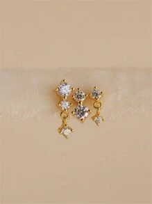 3pcs Set Diamond Drop Stud Earrings For Women, Miscatched Stacking Earrings Set, Daily/Dating/Gift - Earrings - View 9