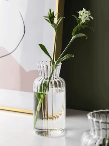 1pc Nordic Style Hydroponic Glass Flower Vase, Home Decor Transparent Ornament For Living Room Decoration,Home Decor,Flower Vase,Centerpiece,Table Decor Glass Vase - Clear - View 2