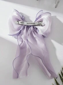 超仙女白色网状蝴蝶结带丝带发夹女童发夹大号后脑装饰发夹 - 淡紫色 - 查看 2