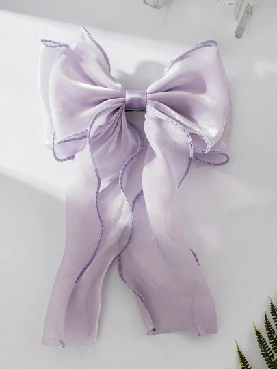 超仙女白色网状蝴蝶结带丝带发夹女童发夹大号后脑装饰发夹