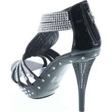 Women's Rhinestone Embellished Strappy Dress Pumps Shoes - màu đen - Xem 4