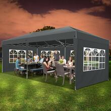 Gazebo 3x6 With Side Walls, Folding Pavilion 3x6 Waterproof, Stable, Winterproof With Bag With Wheels, 4 Sandbags, Easy To Set Up Folding Tent For Outdoor Party, Garden, Event - 灰色 - 查看 6