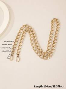 1pc Daily Use Bag DIY Chain Zinc Alloy Material Bag Extended Double Matte Design Bag Chain - Gold - View 7