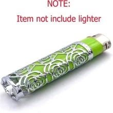 1pc/Metal Lighter Shell Cover Frame With Hollow Design, Suitable For BIC Full-Size Lighter J6 (Rose Hollow Silver) - Multicolor - View 6