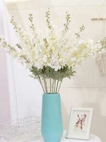 6入組翠雀花人工花、綢緞花、火鶴花，長33.5英寸，適用於高瓶家居庭園擺設裝飾 - 白色 - 查看 1