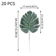 10/20 pièces 33,9 cm Fausses feuilles de palmier tropical avec tiges, plante tropicale artificielle, imitation de feuilles de Monstera, décorations de fête hawaïenne luau, Saint-Valentin, cadeau