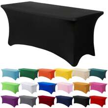 1/2 piezas Mantel de spandex, cubierta de mesa elástica, mantel rectángulo ajustado, cubierta de mesa elástica universal para bodas, banquetes, fiestas y eventos en el patio