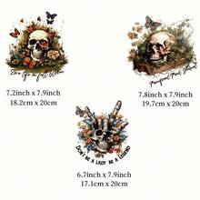1pc Skull Heat Transfer Sticker For T-Shirts, Hoodies, Jeans - Mixed Color Ironing Sticker - Multicolor - View 2