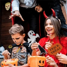 25pcs Halloween Photo Booth Props Set Including  Hat, Pumpkin, Crow, Bat, Spider, Etc. For Party Decoration And Photography (INS Party) - Burnt Orange - View 8