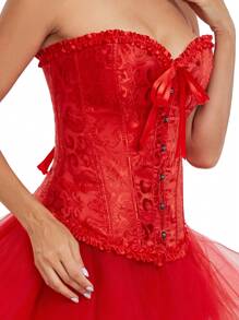 Top cu corset strâns în față pentru femei, îmbrăcăminte modelată în stil palat jacquard, potrivită pentru a fi purtată cu o rochie