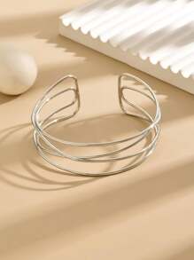 1 pieza Brazalete para el brazo de mujer personalizado con estilo metálico minimalista retorcido de varias capas decorativo de joyería corporal de moda