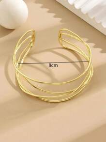 1 pieza Brazalete para el brazo de mujer personalizado con estilo metálico minimalista retorcido de varias capas decorativo de joyería corporal de moda