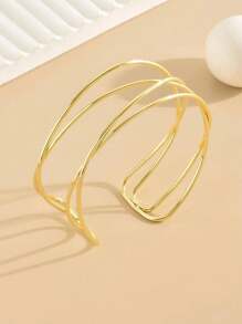 1 pieza Brazalete para el brazo de mujer personalizado con estilo metálico minimalista retorcido de varias capas decorativo de joyería corporal de moda