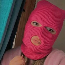 1 pieza Pasamontañas tejido tipo balaclava para mujer de color rosa con 3 agujeros para ciclismo y abrigo - Rosa Fucsia - Ver 1