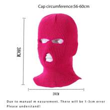 1 pieza Pasamontañas tejido tipo balaclava para mujer de color rosa con 3 agujeros para ciclismo y abrigo - Rosa Fucsia - Ver 4