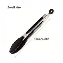 1pc Small Kitchen Tongs, 7-Inch Mini Food Tongs, Heat Resistant Nylon Tips Tongs For Cooking, Serving, BBQ, Grilling, Salad And More, Kitchen Stuff, Baking Tools
