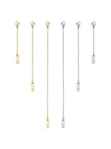 Set de 3 cadenas de extensión de joyería de acero inoxidable, extensor de collar de broche de langosta plateado en oro/plata de alta calidad de 18K, con opciones de longitud de 2 pulgadas, 4 pulgadas y 6 pulgadas, tonos dorado y plateado, hipoalergénico, para pulseras, tobilleras, extensión de collares