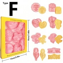 10 件套母亲节爱心饼干模具，3D 立体压花模具套装，3D DIY 卡通可压饼干模具，DIY 饼干印章，厨房配件，糕点烘焙用具，情人节派对，家居装饰，家居礼品 - 粉色 - 查看 18