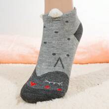 12 Pairs Tin Short For Women, Assorted Kawaii Models With Plush Ears, Breathable Invisible Socks With Cartoons