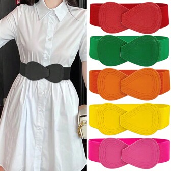 1pc Women's Elastic Waist Belt, Daily Work Dress Decoration, Cardigan Waist Cincher Accessory, Plus Size Summer, School Fall, Autumn, Halloween