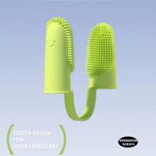 Cepillo de dientes para perro, kit de cepillo de dientes de dedo, cerdas de 135º para una fácil limpieza de los dientes, cepillo de dientes doble de dedo para el cuidado dental de cachorros, gatos y mascotas pequeñas