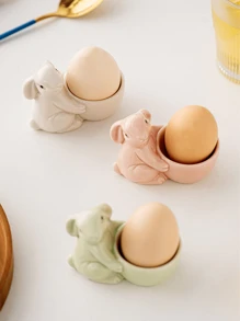 1 件欧式创意陶瓷兔子蛋杯，小清新简约装饰早餐桌、客厅、厨房、礼物、鸡蛋架、上菜工具圣诞礼物