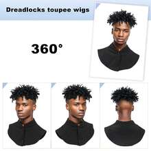 BELLQUEEN Dreadlock Hair Dreadlock Wig Topper Wig With Clips In, Synthetic Locs Braided Hair Half Wigs, Short Dreadlocs Wig For Wen 3Inch - Black - View 2