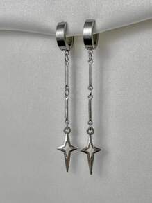 1pair Gothic Jewelry Cross Star Drop Earrings Punk Charms Stitching Rivet Earrings For Women Korean Fashion Accessories