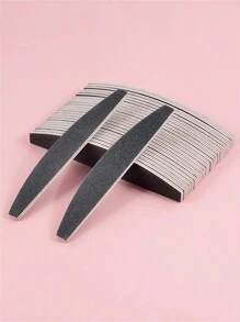 Black Crescent Shape Double-Sided Emery Nail File For Manicure, Pedicure, Natural, And Acrylic Nails - Black (Grit 100/180) - Black - View 6