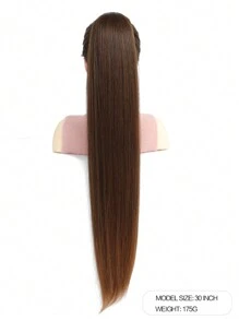 Ponytail Extensions Drawstring Long Straight Fake Pony Tail Natural Soft Clip In Hair Extension Synthetic Heat Resistant Hairpiece -Natural Brown To Medium Auburn Ends - Ombre - View 10