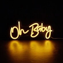 Chi-Buy 1PC Oh Baby LED Neon Sign Treo tường Đèn trang trí nội thất Đèn ngủ dùng nguồn USB cho phòng ngủ của bé, phòng trẻ em, phòng khách, đám cưới, sinh nhật, tiệc tùng, quà tặng bé gái Dấu hiệu neon - Màu vàng - Xem 8
