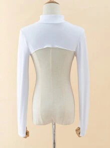 1 Stück Damen einfarbiger elastischer Spandex Rollkragen Raglanarm Bolero Schalkragen Fake Jacke Top, Langarm, vielseitige Farben, Herbst/Winter